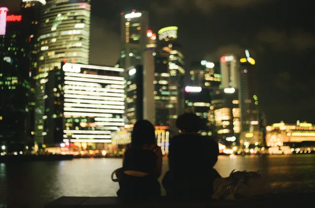 A street scene shot on 35mm film, illustrating the kind of shooting an SLR handles well